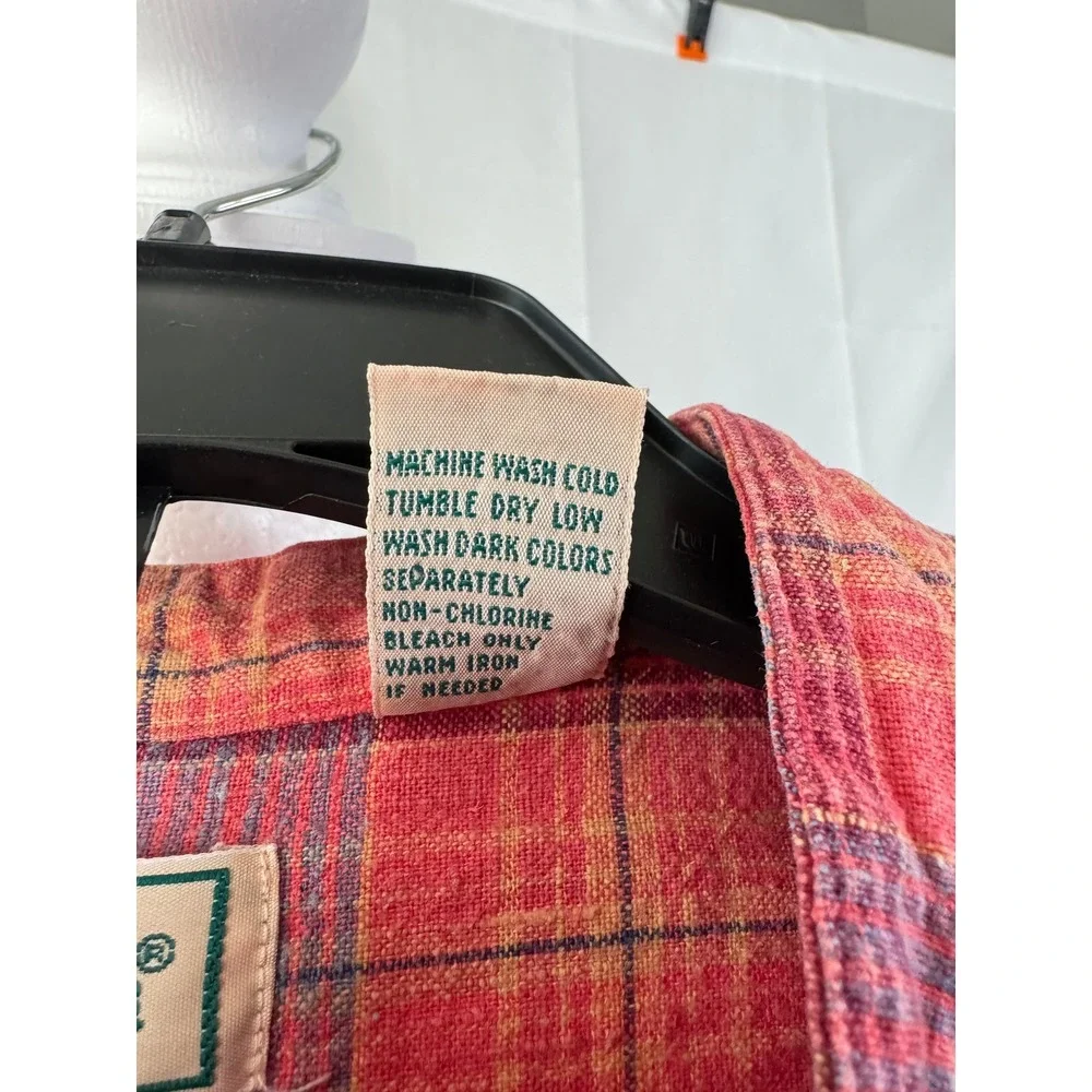 LL Bean Plaid Button Down Shirt Women's XL Linen Blend - Picture 4 of 5